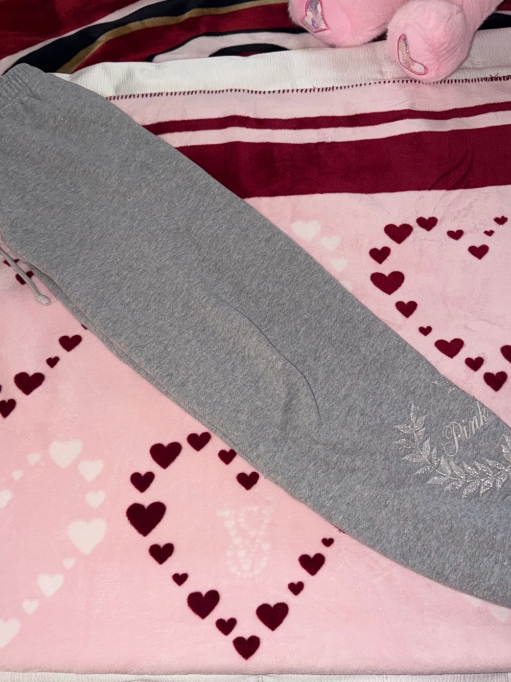 PINK Victoria's Secret Light Gray Drawstring Sweatpants